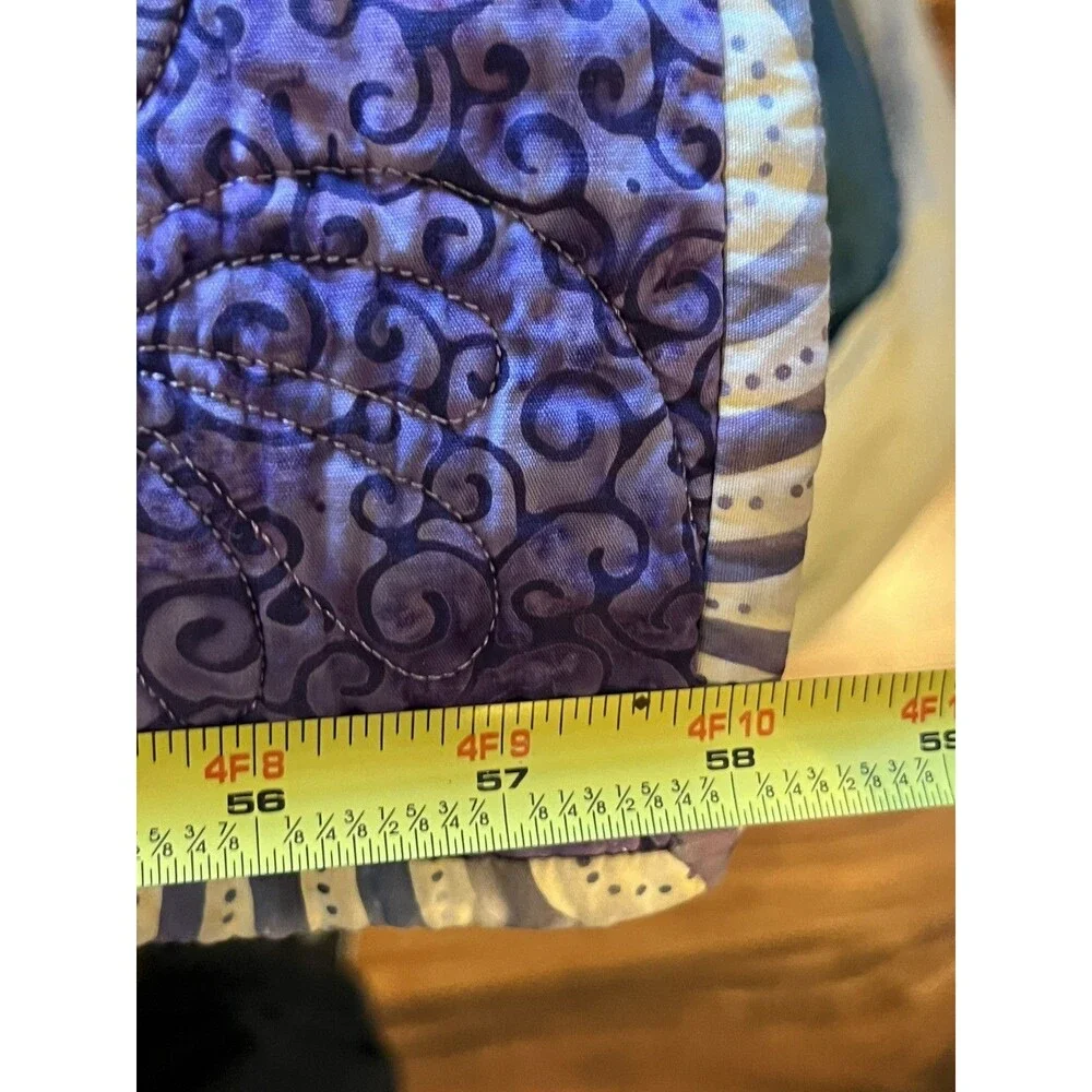 Cottage Core Hand Made QUILT Wall Hanging 75 X 58” Purple Napa Diamonds NEW